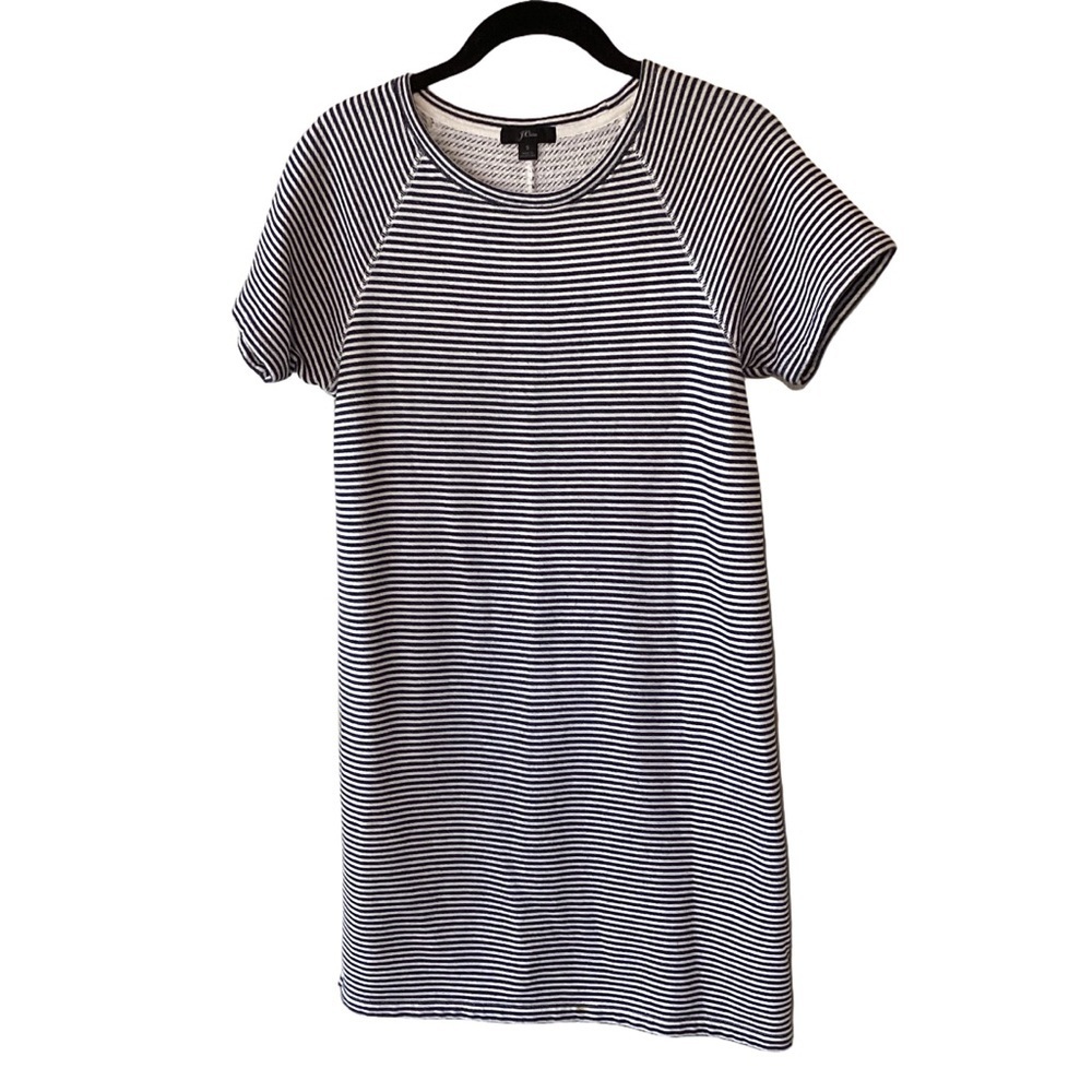 J. Crew Cozy Beach Dress S Blue White Striped Coastal Preppy